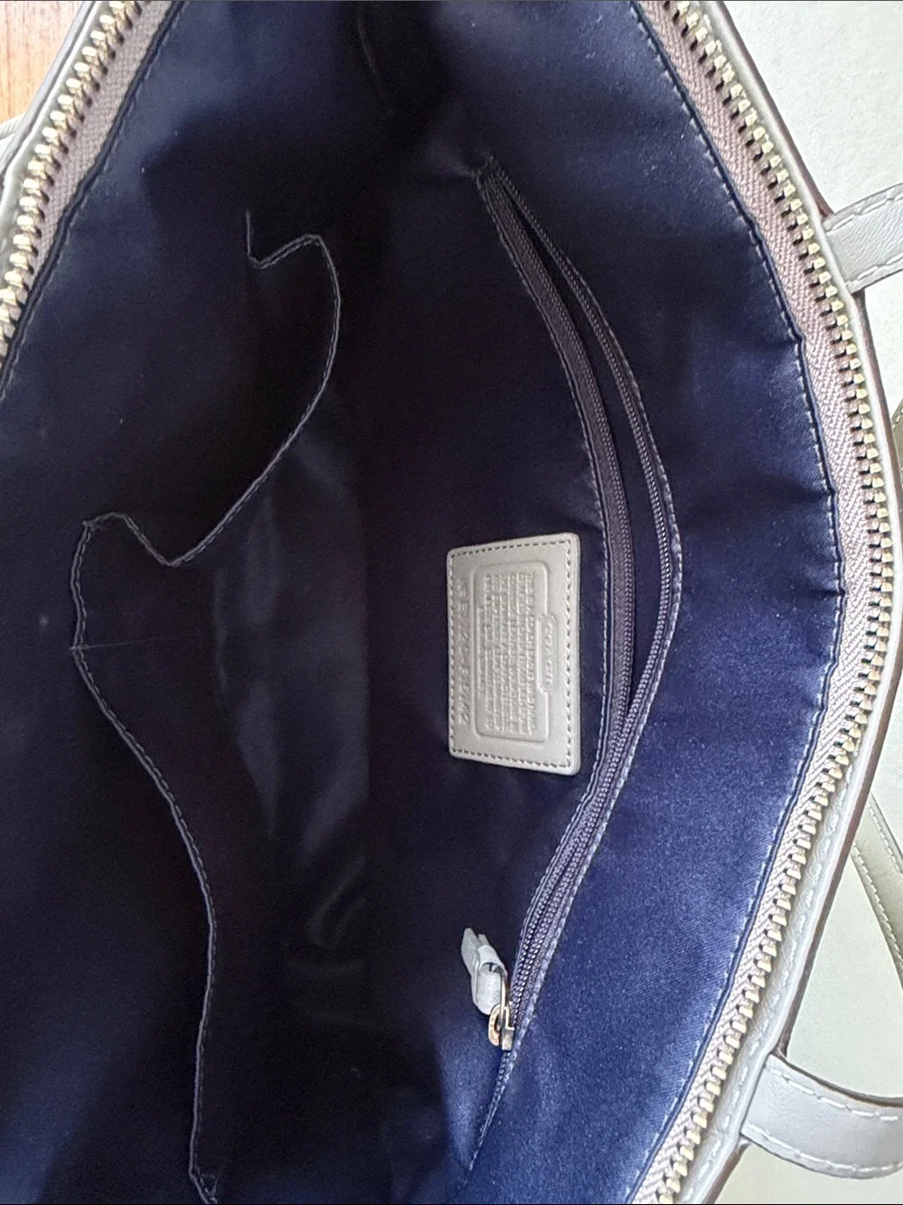 Coach Grey/Olive Leather Shoulder Tote with Signature Charm